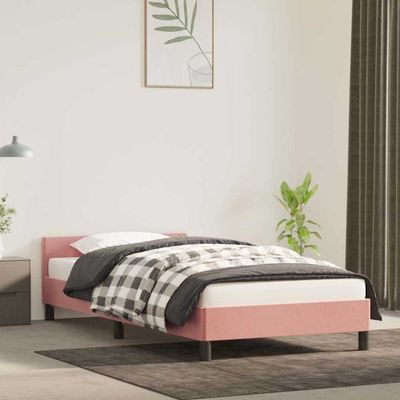 vidaXL Rám postele s čelom bez matraca ružový 100x200 cm zamat