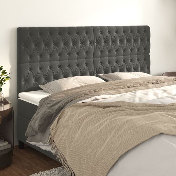 vidaXL Čelo postele tmavosivé 180x7x118/128 cm zamatové