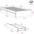 vidaXL Posteľný rám so zásuvkami dymový dub 90x190 cm kompozitné drevo