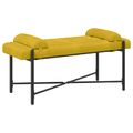vidaXL Lavica s gombíkmi a vankúšmi Žltá 110 x 40 x 46 cm Zamat