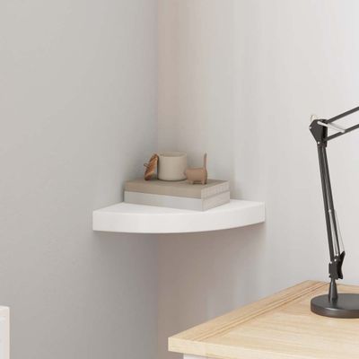 vidaXL Plávajúca rohová polica, biela 25x25x3,8 cm, MDF