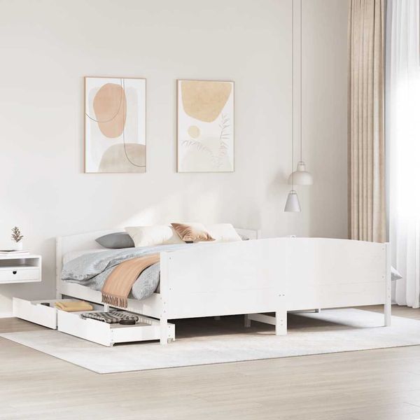 vidaXL Posteľ bez matraca biela 160x200 cm masívna borovica
