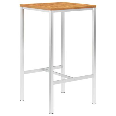 vidaXL Barový stôl 60x60x105 cm akáciový masív a nehrdzavejúca oceľ