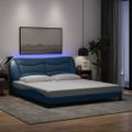 vidaXL Rám postele s LED bez matraca Hvar modrý 180x200 cm látka