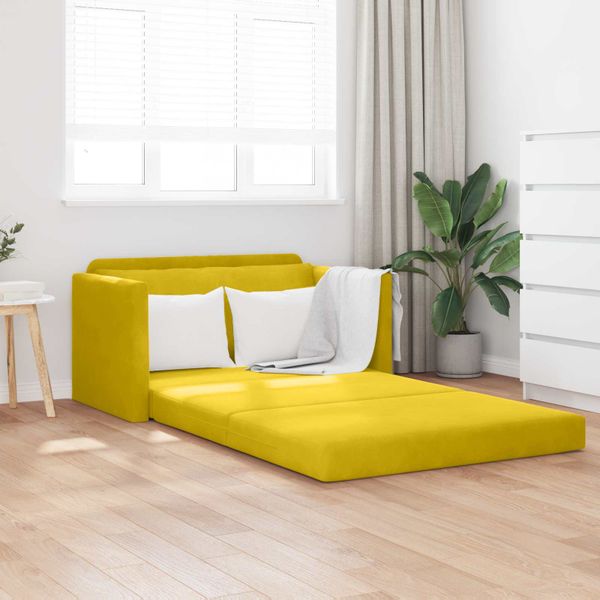 vidaXL Rozkladacia posteľ Žltá slnečnica 124 x 71 x 78 cm Zamat