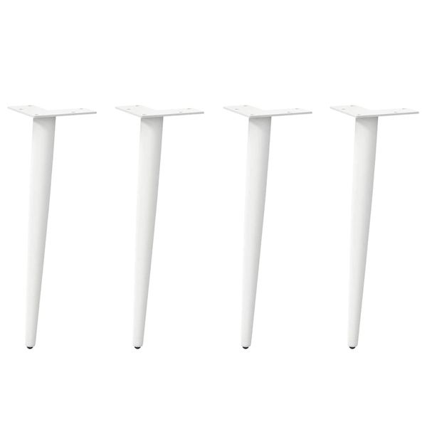 vidaXL Nohy konferenčného stolíka, kužeľovitý tvar, 4 ks, biele, 30-31 cm, oceľové