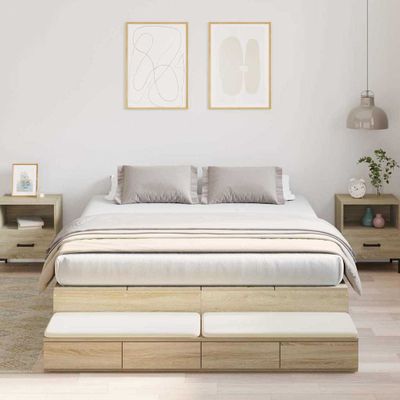 vidaXL Rám postele s úložným prostorem so zásuvkou Sonoma dub 160 cm