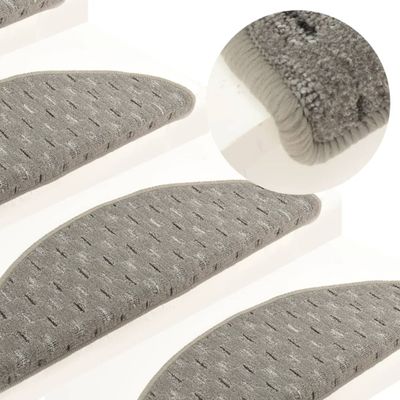 vidaXL Kobercové nášľapy na schody 15 ks sivé 65x21x4 cm