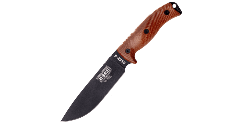 ESEE 6PB-011 Model 6 nôž na prežitie 16,5 cm, čierna čepeľ, hnedá Micarta, puzdro Kydex