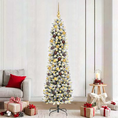 vidaXL Umelý vianočný stromček Biela 210 cm PVC, kov a plast