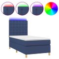 vidaXL Posteľ boxsping s matracom a LED modrá 90x190 cm látka