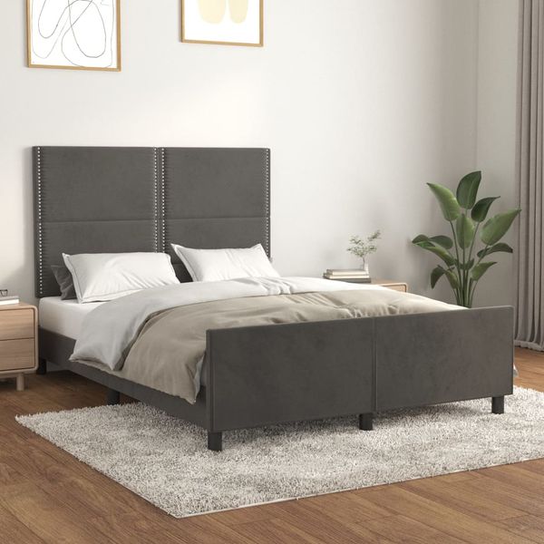 vidaXL Posteľ bez matraca tmavosivý 140x190 cm zamat