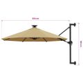 vidaXL Nástenný záhradný slnečník s LED 300 cm, sivohnedý