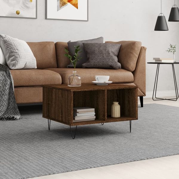 vidaXL Konferenčný stolík hnedý dub 60x50x36,5 cm spracované drevo