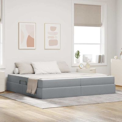 vidaXL Postel s úložným prostorem a matrací Svetlosivá 200 x 200 cm