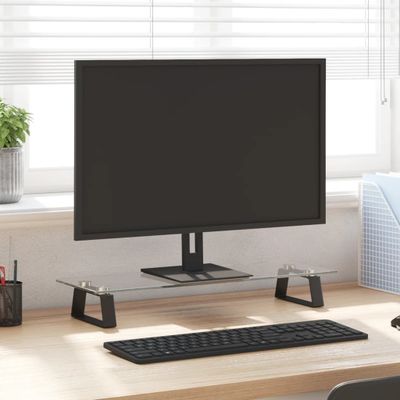 vidaXL Stojan na monitor čierny 60x20x8 cm tvrdené sklo a kov