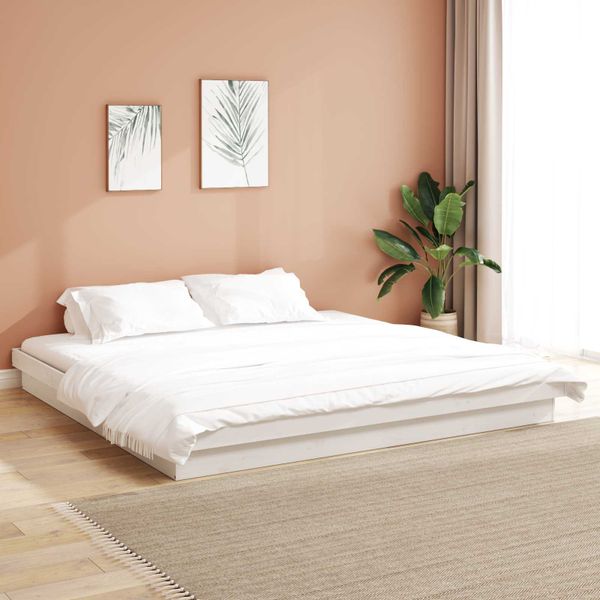 vidaXL Rám postele Biela 200 x 200 cm Masívne borovicové drevo