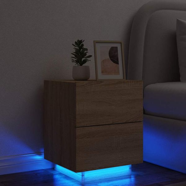 vidaXL Nočný stolík s LED svetlami dub sonoma kompozitné drevo