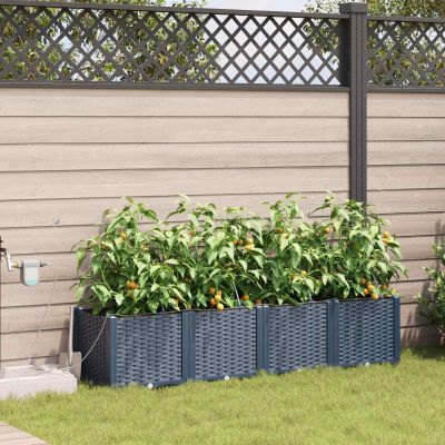 vidaXL Záhradný kvetináč 4 pcs Biely 160 x 40 x 37,5 cm Plast