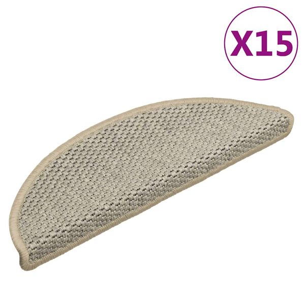 vidaXL Samolepiace nášľapy na schody, sisalový vzhľad 15 ks 56x17x3 cm