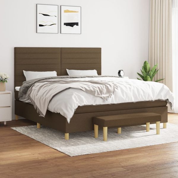 vidaXL Boxspring posteľ s matracom tmavohnedá 160x200 cm látka