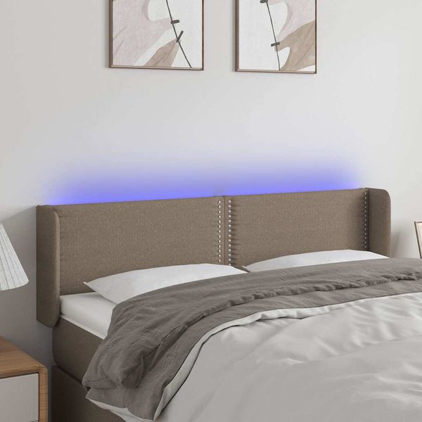 vidaXL Čelo postele s LED sivohnedé 147x16x78/88 cm látka
