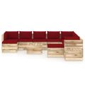 vidaXL 12-dielny záhradný set s podložkami zelené impregnované drevo