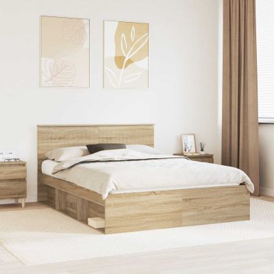 vidaXL Rám postele Sonoma dub 150 x 200 cm Masívne borovicové drevo