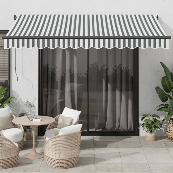 vidaXL Automaticky zaťahovacia markíza LED antracit a biela 350x250 cm
