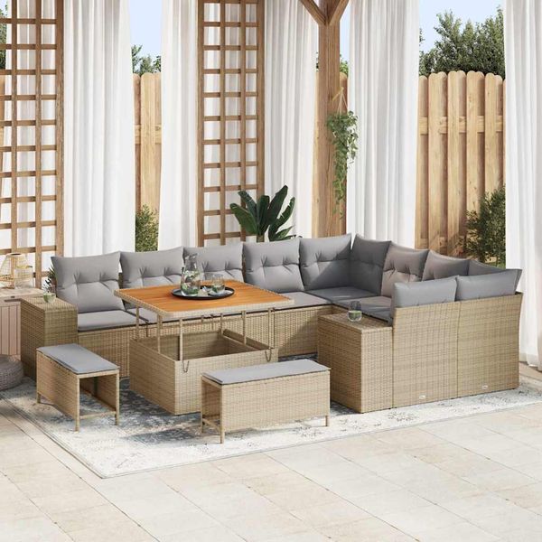 vidaXL Súprava záhradných pohoviek 12 pcs Beige a svetlo šedá