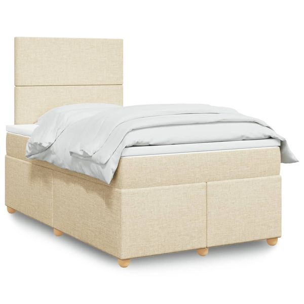 vidaXL Boxspring posteľ s matracom krémový 120x200 cm látka