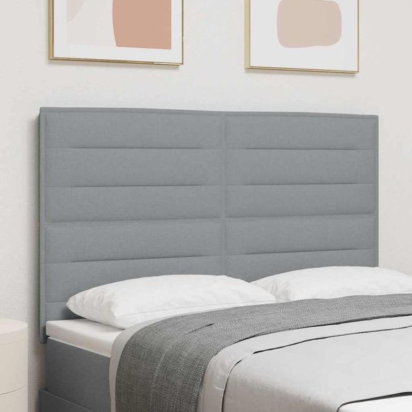 vidaXL LED hlavová doska s LED pásikmi Svetlosivá 144 cm látka