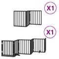 vidaXL Brána pre psa dvere sklad. 9-panel. čierna 450cm topoľové drevo