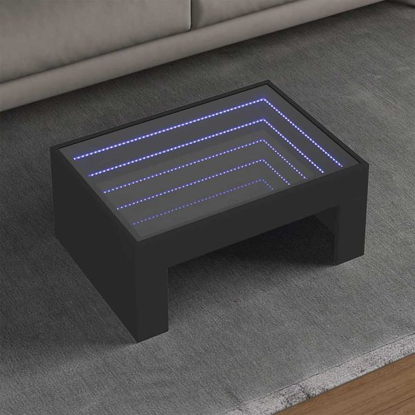 vidaXL Konferenčný stolík s nekonečnými LED čierny 70x50x30 cm