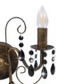 vidaXL Nástenná lampa s korálkami starožitná čierna 2 x žiarovka E14
