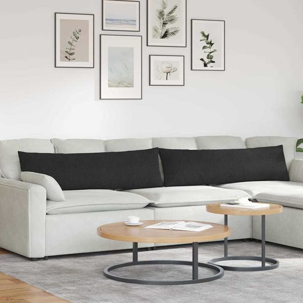 vidaXL Vankúše na pohovku 2 pcs Čierna 145 x 40 cm látka