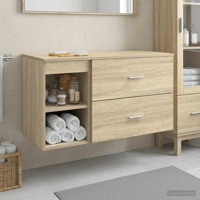 vidaXL Sada kúpeľňového nábytku 2 pcs Dub sonoma Kompozitné drevo