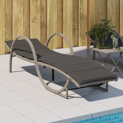 vidaXL Záhradné ležadlo s vankúšom svetlosivé 60x199x42 cm polyratan