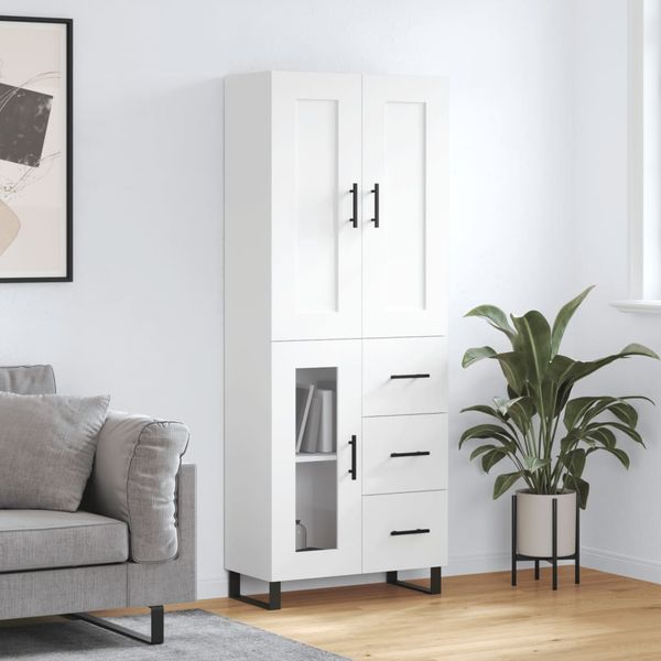 vidaXL Vysoká skrinka biela 69,5x34x180 cm spracované drevo