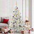 vidaXL Umelý Sklápací Vianočný Stromček Biela 180 cm PVC a oceľ