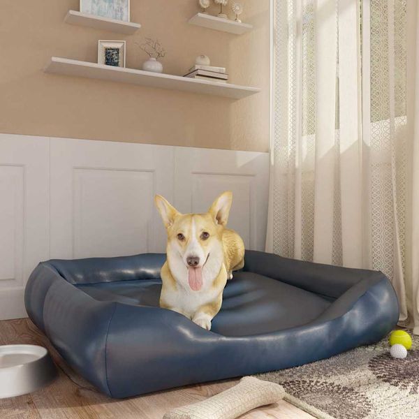 vidaXL Pelech pre psa tmavomodrý 105x80x25 cm umelá koža