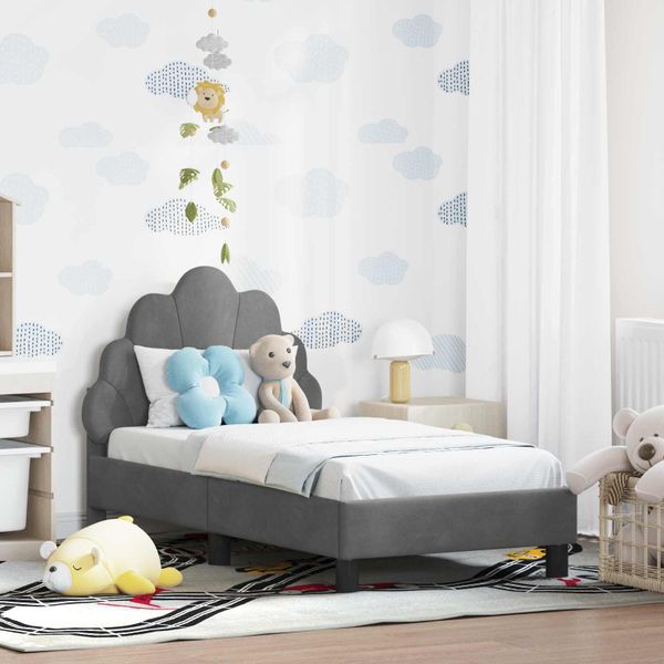 vidaXL Rám detskej postele s čelom Tmavosivá 70 x 140 cm Zamat