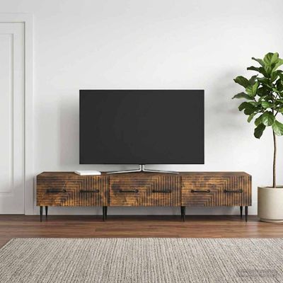 vidaXL TV skrinka Dymový dub 147 x 34,5 x 30 cm Kompozitné drevo