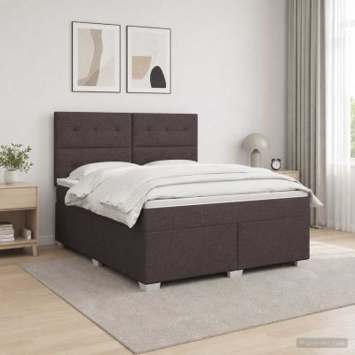 vidaXL Posteľ boxspring s matracom Tmavohnedá 140 x 200 cm Látka