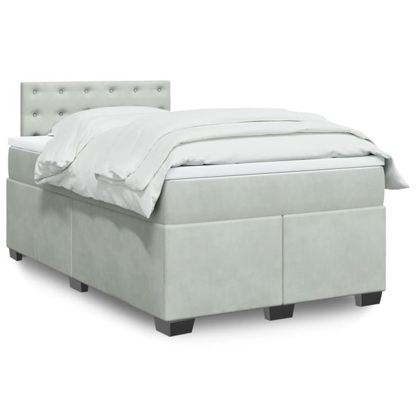 vidaXL Boxspring posteľ s matracom bledosivá 120x190 cm zamat