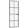 vidaXL Vnútorné dvere čierne 76x201,5 cm tvrdené sklo a hliník úzke