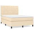 vidaXL Boxspring posteľ s matracom krémový 140x190 cm látka