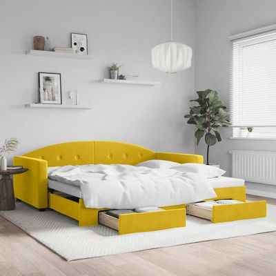 vidaXL Rozkladacia denná posteľ so zásuvkami žltá 100x200 cm zamat