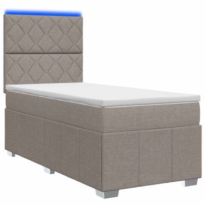 vidaXL LED boxspring posteľ s matracom Sivohnedá 80 x 200 cm Látka