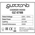 GUZZANTI GZ 678B, Komínový odsávač pár, čierny